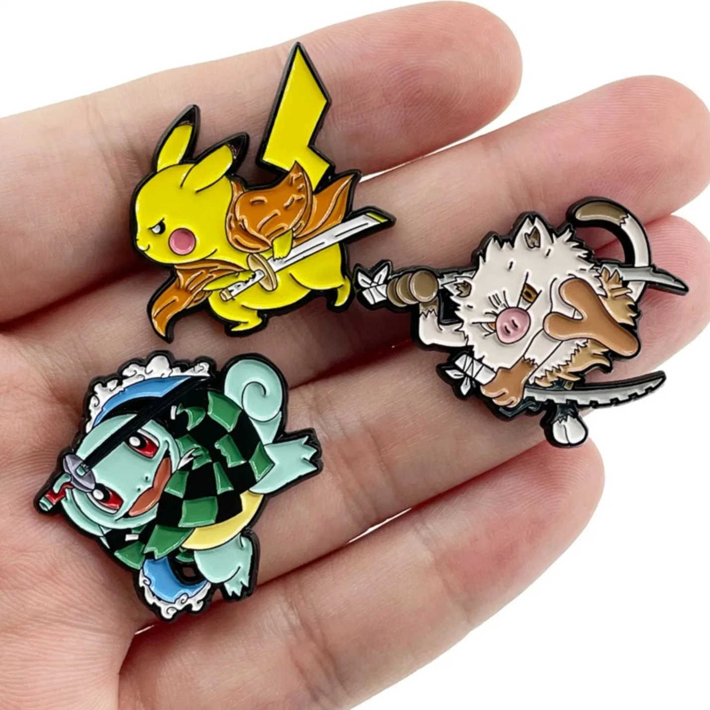 Cute Hot Sale Original Factory Manufacturer Metal Pokemon Cartoon Video Game Anime Hard Soft Enamel Black Nickel Plated Lapel Pin with Safety Pin