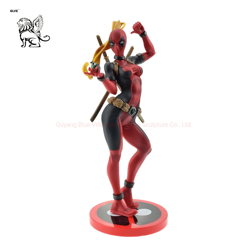 La taille de la vie de la résine célèbre film Marvel Figurine Deadpool statues en fibre de verre sculpture Décoration d'accueil