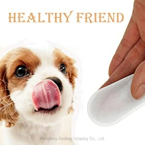 50pcs de los dedos Cuidado dental reduce la placa Freshens aliento toallitas de limpieza de dientes dedo toallitas para perros y gatos