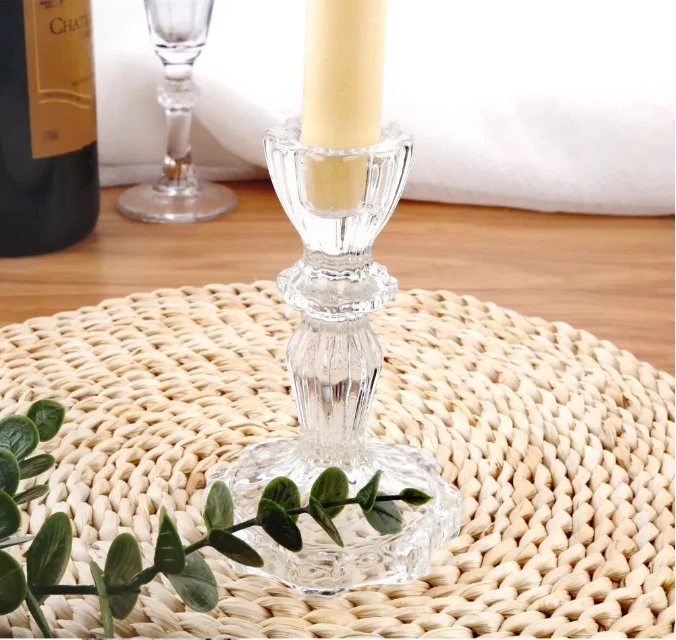 Small Candles Creative Dining Room Flowers Glass Candlestick