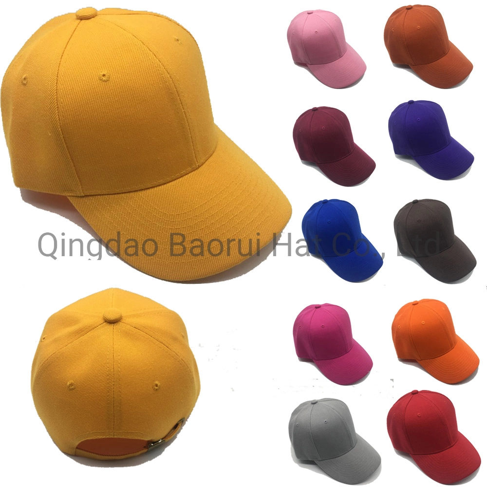 Colourful acrylic Blank Baseball Sport Caps with Buckle Metal