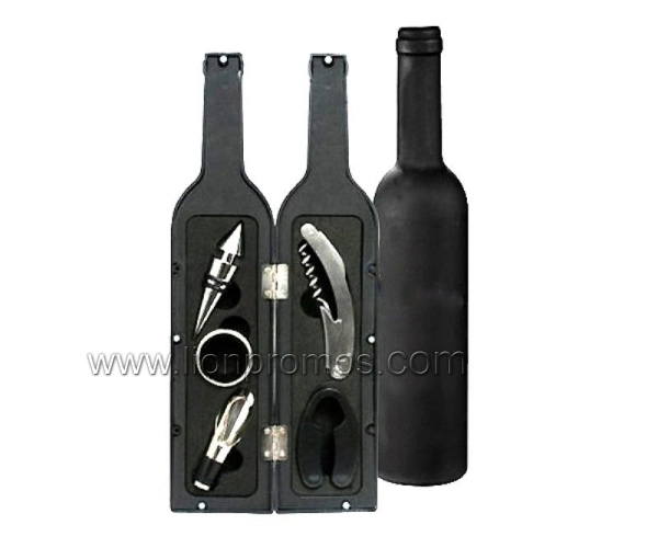 Customized Logo Printing Wine Promotional Gift Bottle Shape Opener Tool Set