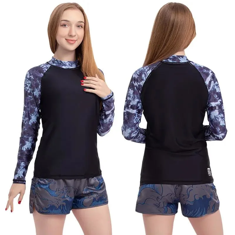 Chemise de Surf Natation Shirt Rash Vest Sun Vêtements de protection Garde Rush Upf50+