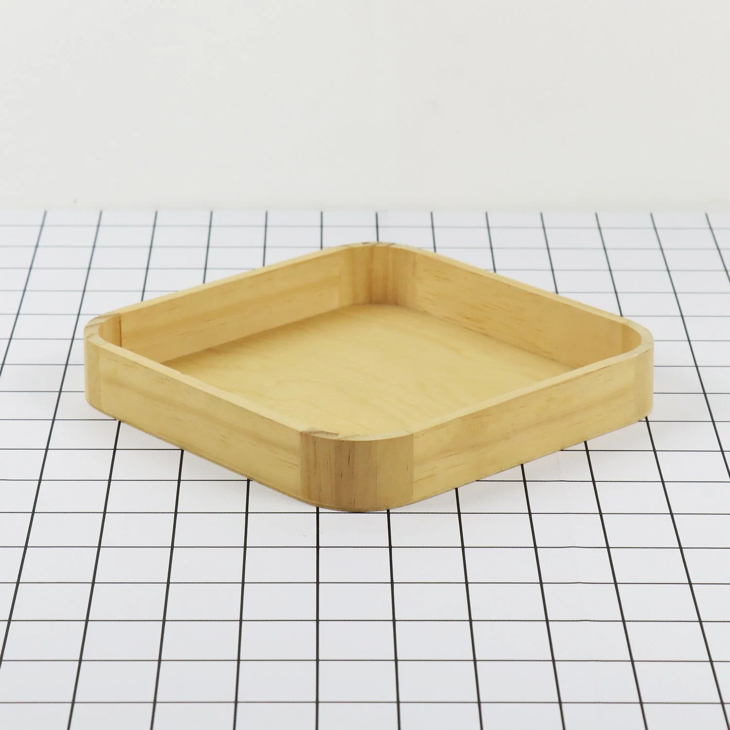 Wholesale Natural Color Bamboo Wooden Food Serving Tray with Handle for Home