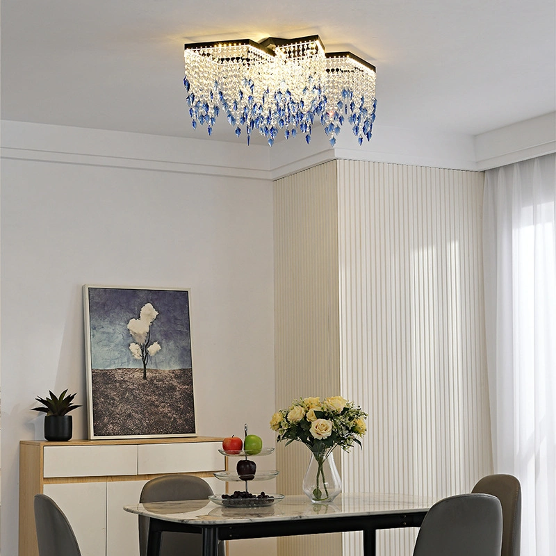 Modern Square Crystal Chandelier Pendant Lamps for Hotel Room Decor