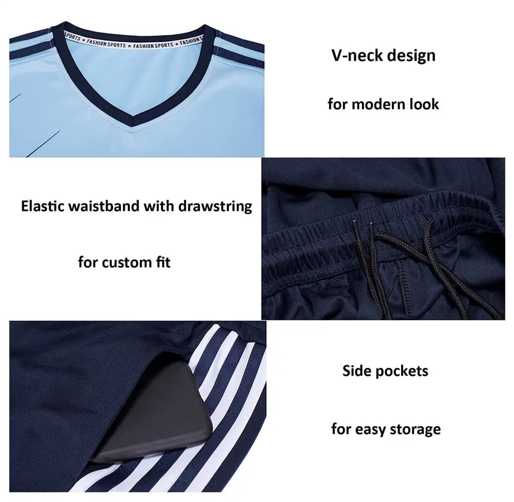 Free Sample Factory Cheap Breathable 100% Polyester Sports Wear Jersey Soccer Uniform Football Set