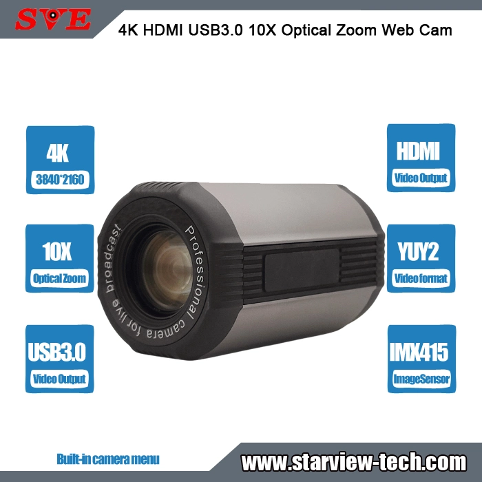 4K 30fps Sony 415 10X Optical Zoom USB3.0 HDMI Live Streaming Camera Webcam