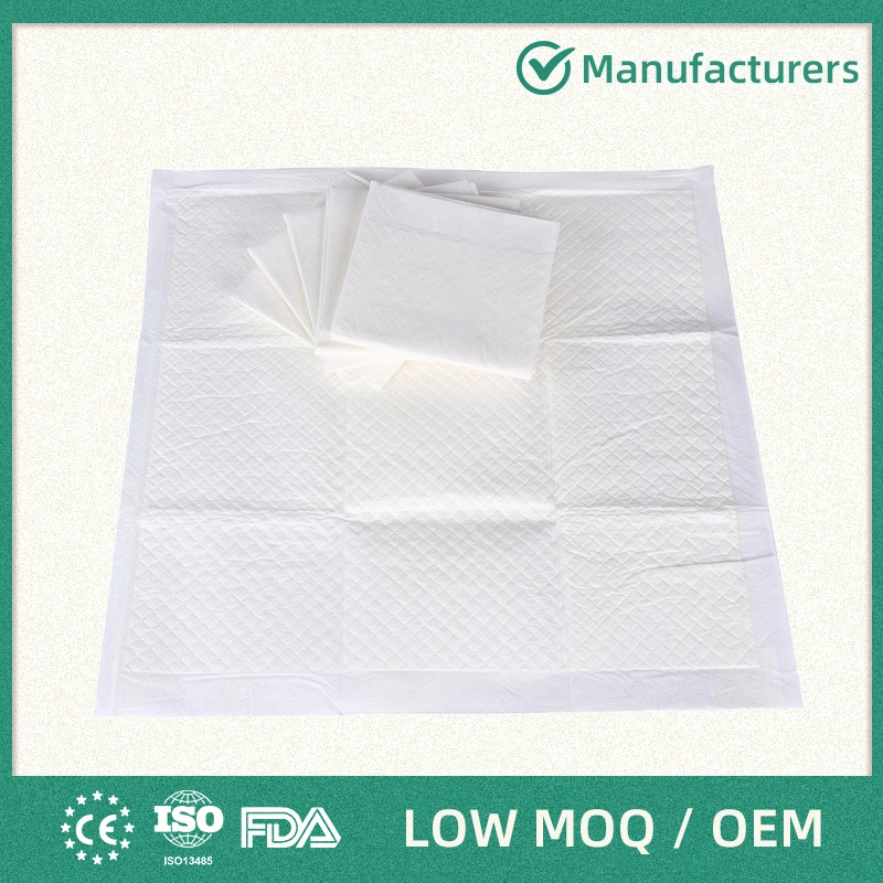 Cama Underpad Mat 5 capas de película de PE de alta Venta caliente Super Cuidado de alta absorción de la dignidad hojas desechables de pastillas de cama para adultos 60*40, 60*60, 60*90 pastillas de cama de hospital