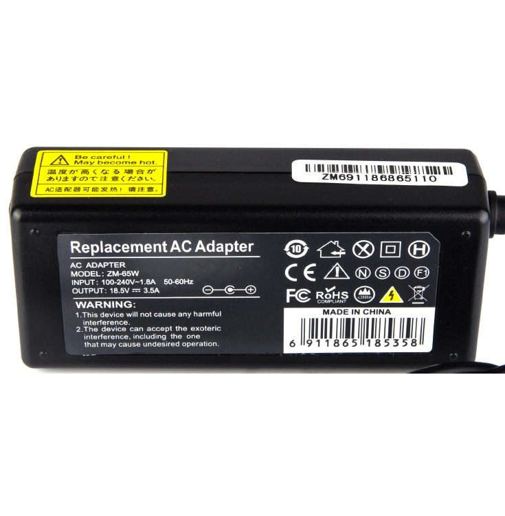 Chargeur pour ordinateur portable 65W 18,5 V 3,5A adaptateur d'alimentation batterie pour HP