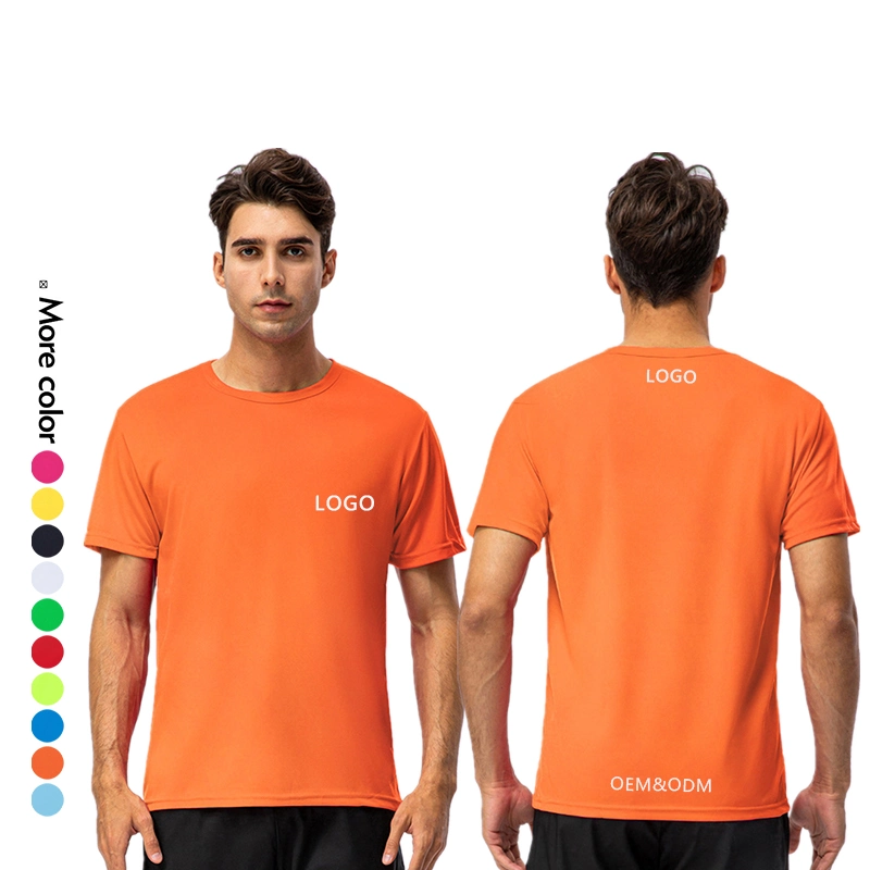 Xsunwing Wholesale Men 100% Polyester Promotional Quick Dry Plain Blank Tee Shirts Men&prime; S Short Sleeve Sports Gym Wear Round Neck T Shirt