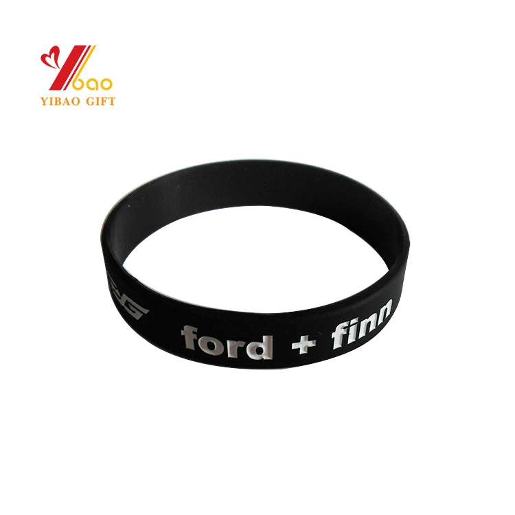 2019 New Style Black Custom Logo Fashion Sport Silicon Rubber Wrist Band PVC Embossed Colorful Wristband/Silicone Bracelet (YB-SW-007)