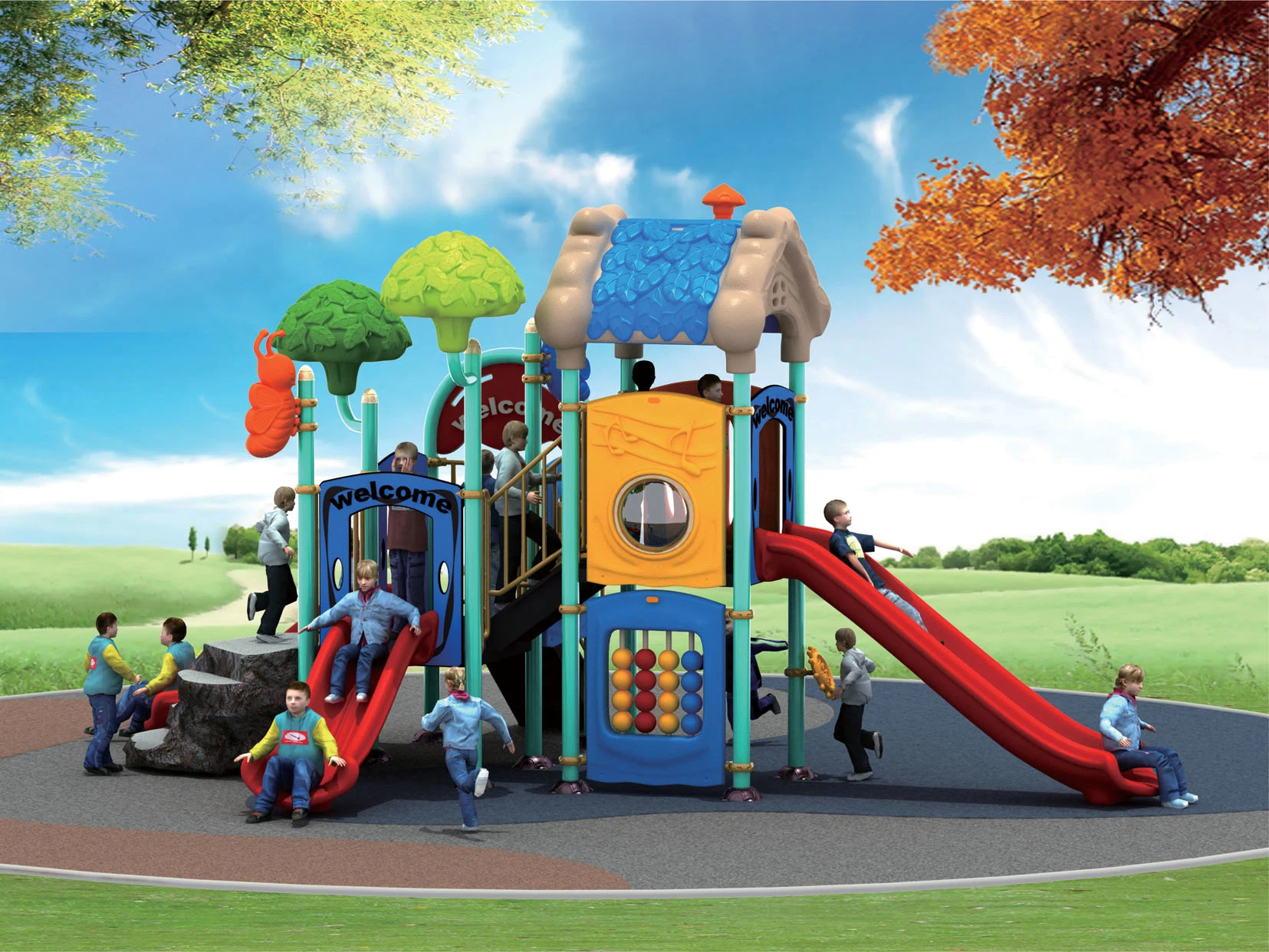 CE Approved Daycare Plastic Toys Outdoor Playground Slide for School