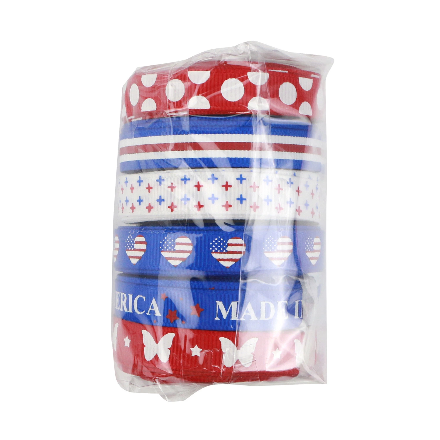 Mudie Ribbon, Independence Day Ribbon, Star Stripe Thread Set Printing Wholesale Heat Transfer Grossgrain Tape