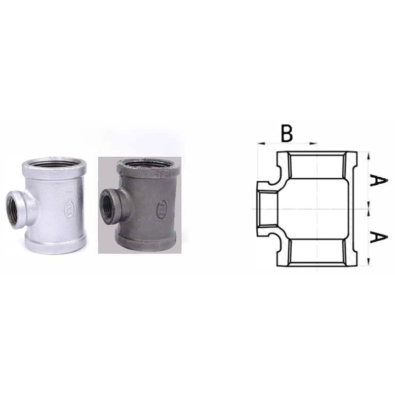 Malleable Iron Tee Equal Lining Plastic Hot DIP Galvanized Tee Reducing