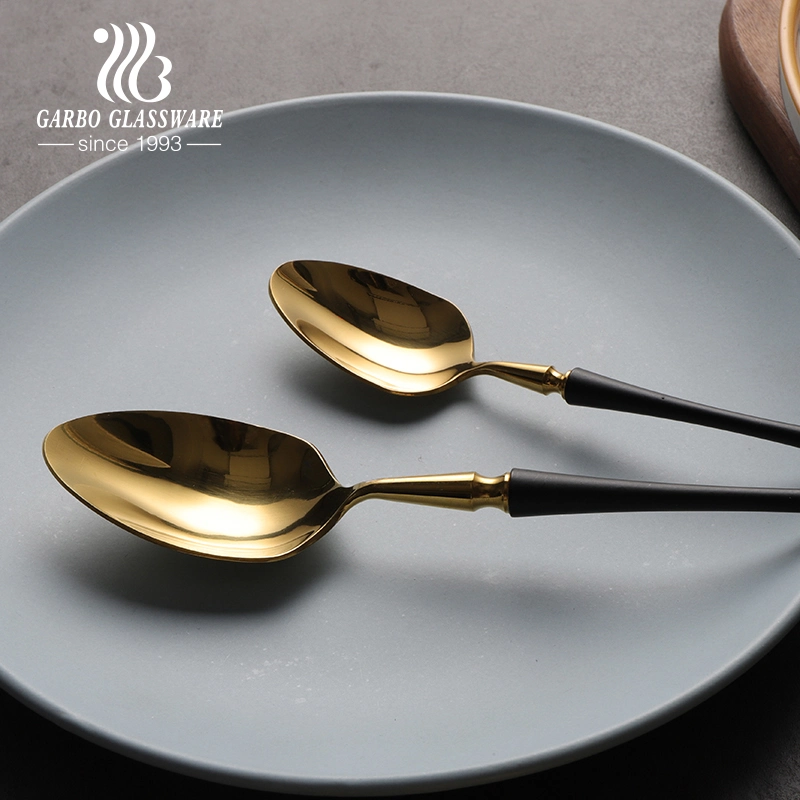 Customized Garbo China Suppliers New Design Golden Stainle Steel Dinner Spoon Ice Cream Spoon and Tableware Spoon Set