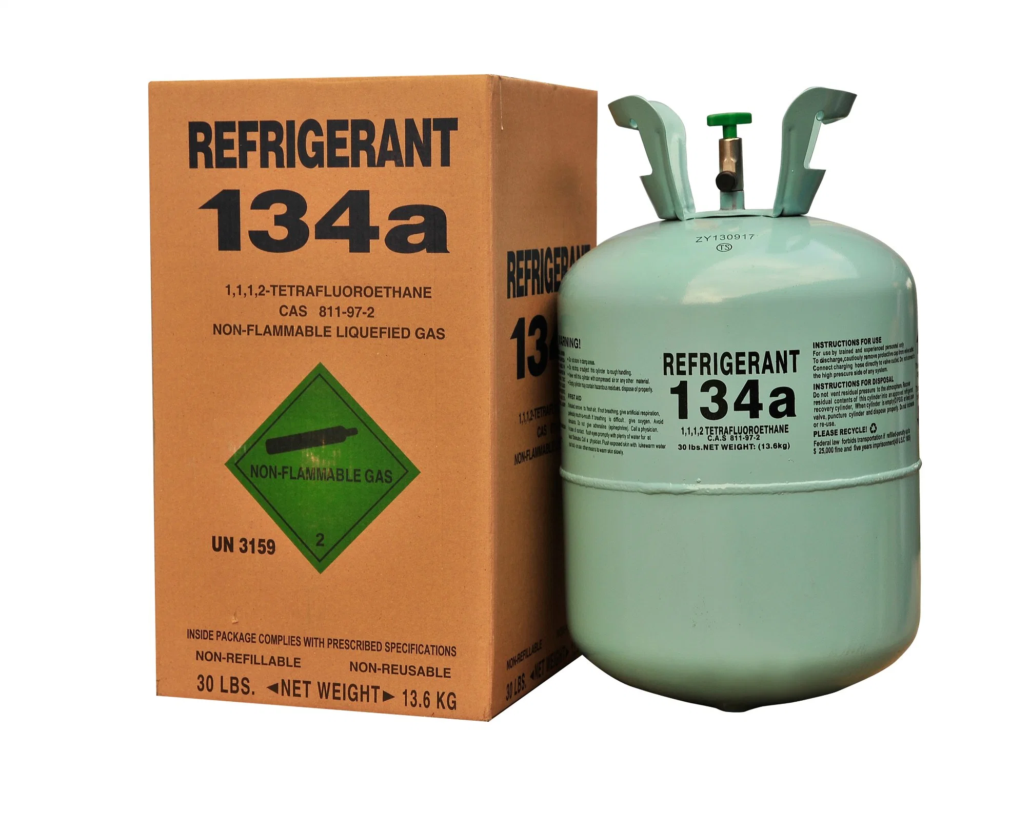 La pureza del 99,9% 30lb Gas refrigerante R134A.