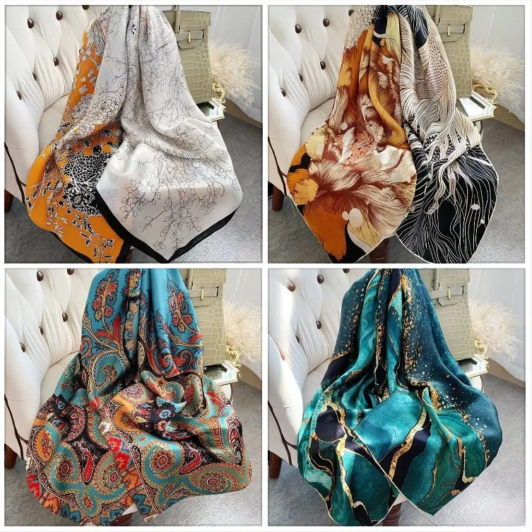 18 Momme High quality/High cost performance  Satin Silk Fancy Scarf for Ladies