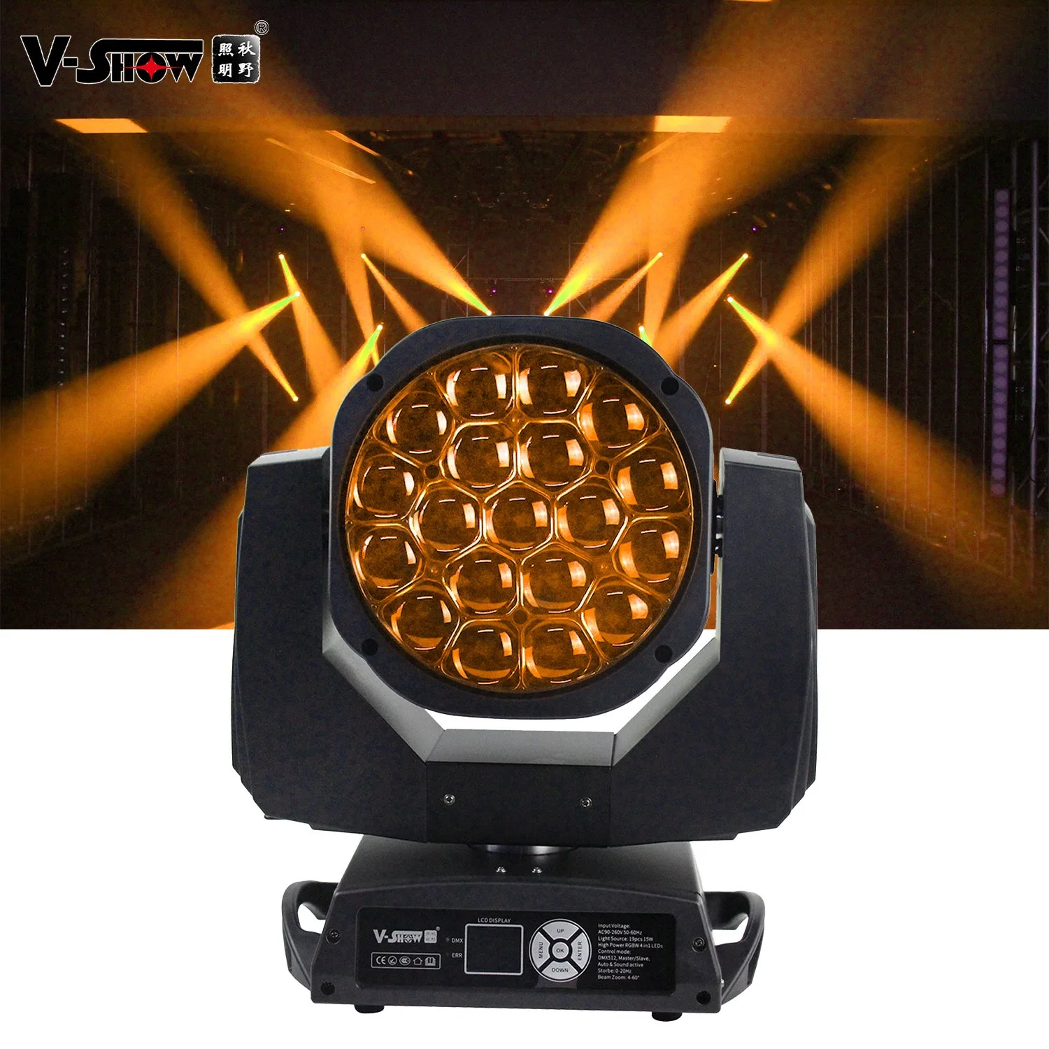 V-Show 19*15W Big Bee Eye Moving Head Fixture Lights of DJ Beam Lighting