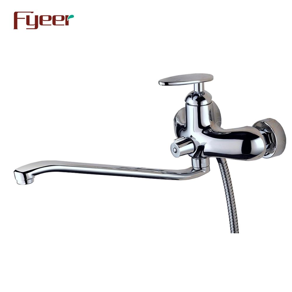 Fyeer Wall Mounted Long Spout Rainfall Bath Shower Mixer