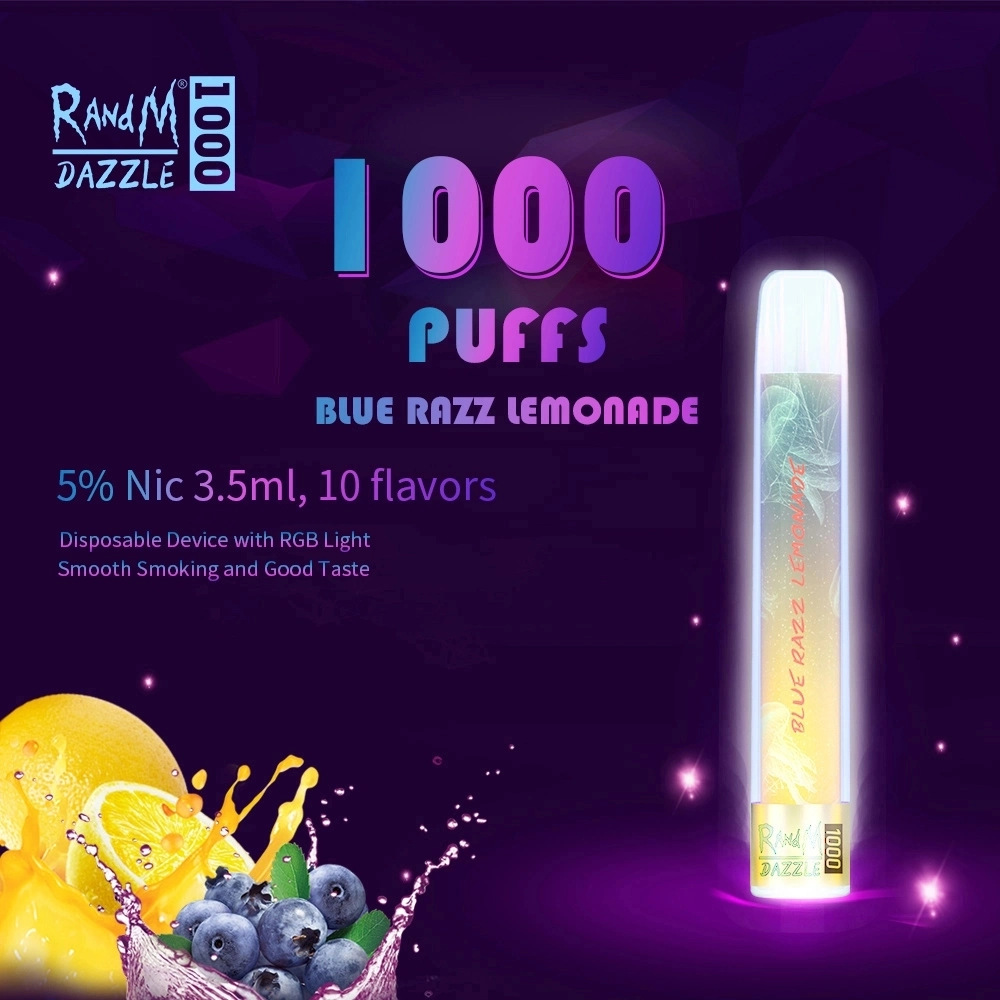 Оригинальные OEM Randm ослепляет 1000 Puffs RGB лампы тонкий Vape перо одноразовые Электронные сигареты