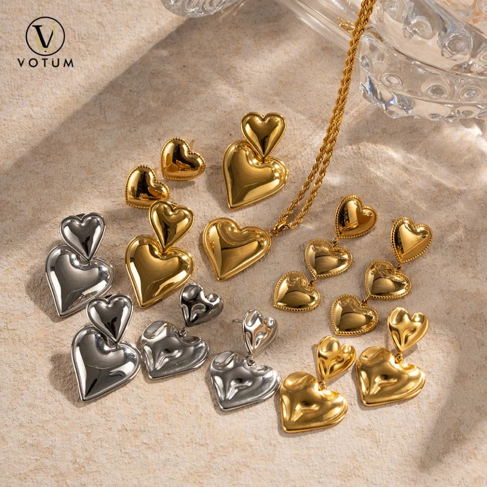 Votum Wholesale/Supplier OEM forma del corazón puro 925 Sterling Silver pendiente Con 18K Joyas bañadas en oro