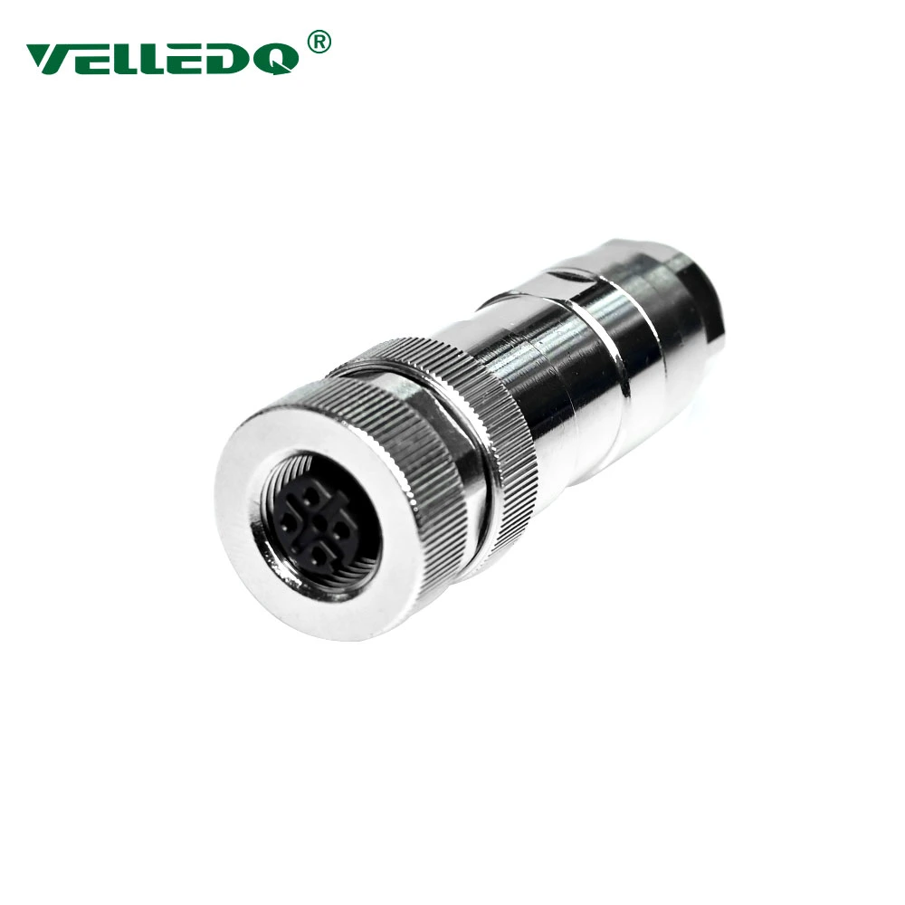 M12 D-Code 5pin Female Straight Round Connector with Shielded