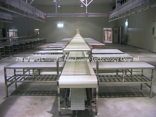 12 Meters Length Stainless Steel Frame Meat Cutting Conveyor Belt for Slaughter House