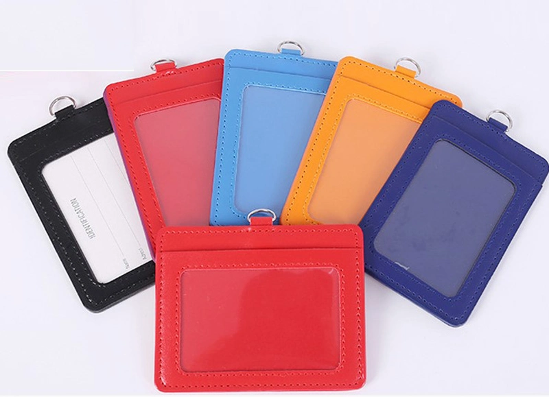 Horizonal PU ID Badge Card Pocket Holder