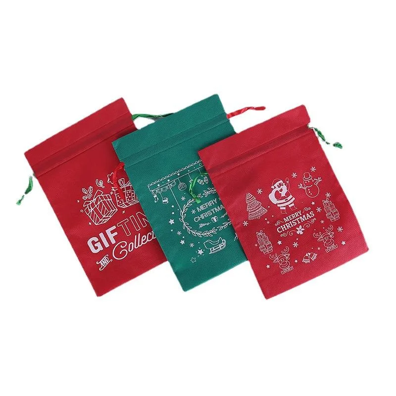 La flanelle de Noël Fu sac de bonbons de fruits de la paix rouge sac cadeau de mariage coulisse Bundle collection de cadeaux de poche