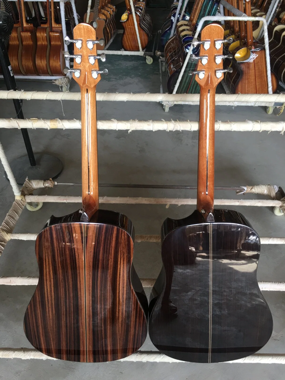 Zebrawood cuerpo Fuerte diseño de corte Instrumentos de música para guitarra acústica Folk mate