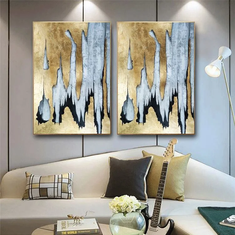 Modern Art Abstract Canvas Oil Picture Hanging Kit Large Wall Paintings for Living Room Framed