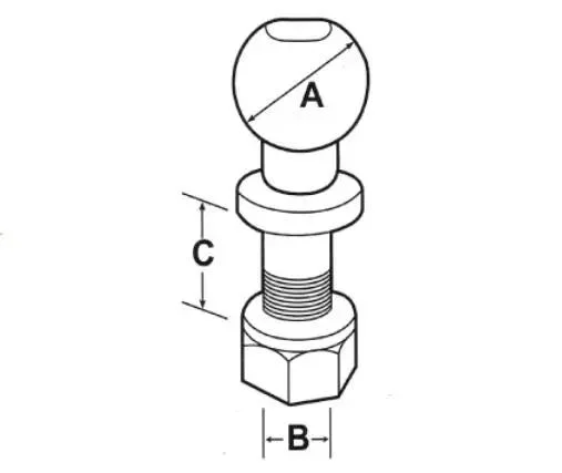 2 or 1-7/8 Long Shank Trailer Hitch Ball