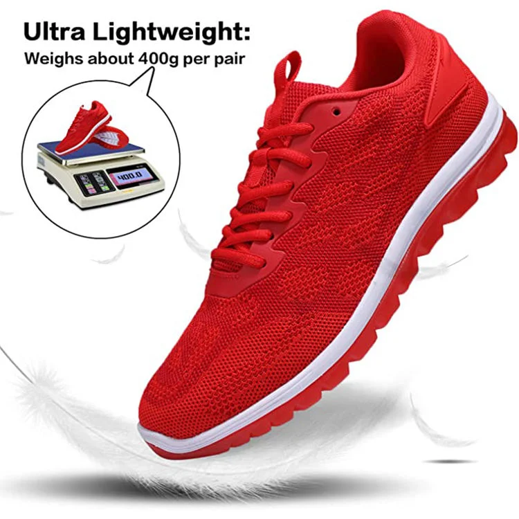 Factory Red Knitting transpirable Outdoor Jogger Hombre Zapatillas deportivas deportivas Zapatos