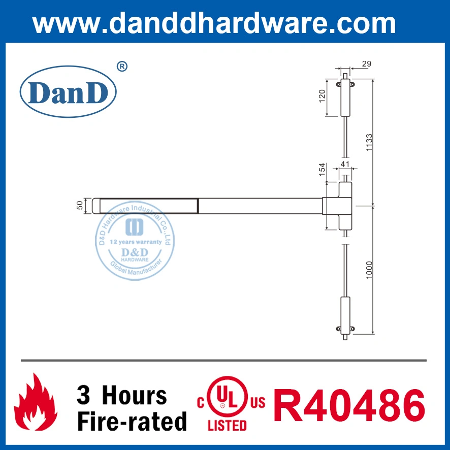 UL 10c ANSI Steel Fire Rated Hardware Vertical Rod Panic Emergency Escape Door Push Bar Commercial Door Panic Exit Device