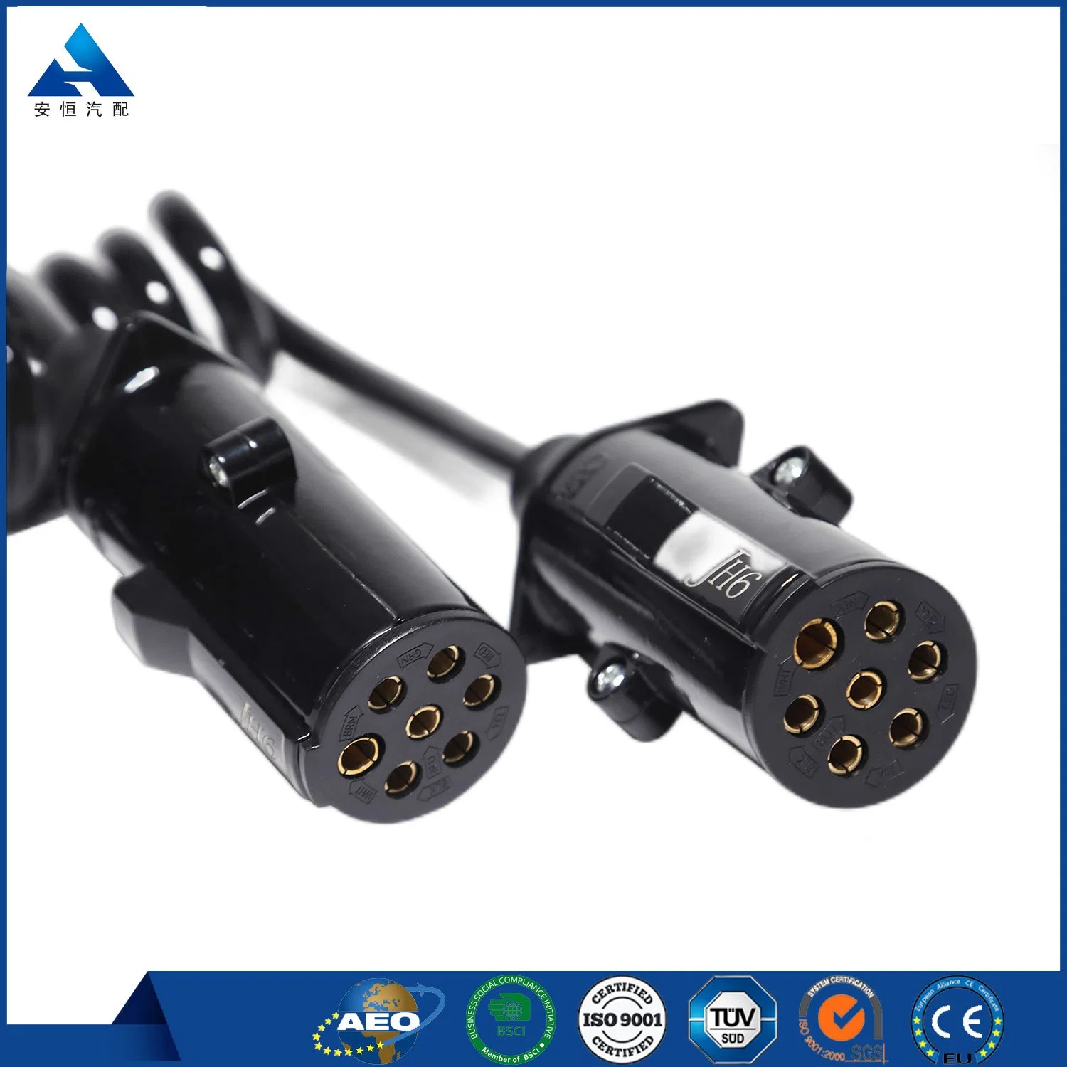 Brake System Electrical Extension Seven Core Coiled Spiral Cable 7 Way Coiled Trailer Cable