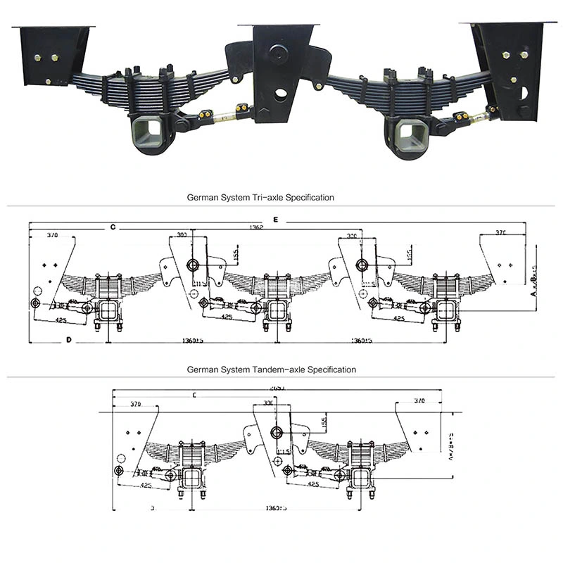 American Mechanical Suspension for Semi Trailer 2 Axles and 3 Axles Suspension 16 Tons