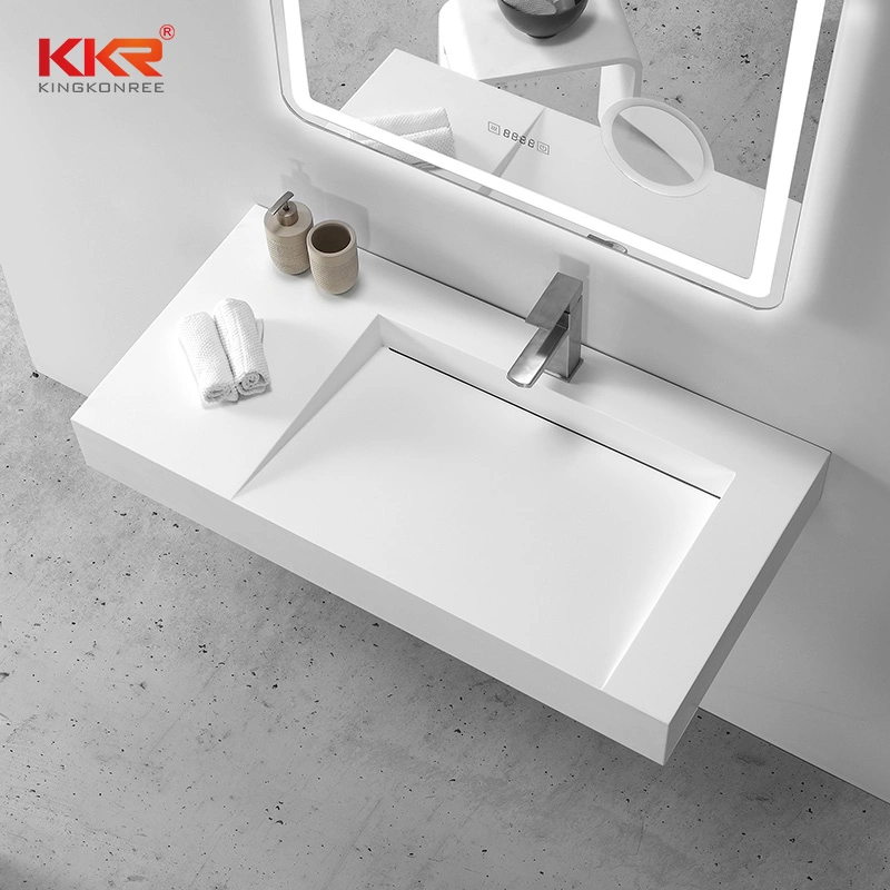 White Slope Solid Surface Wash Basin Wall Mount Bathroom Ramp Sink