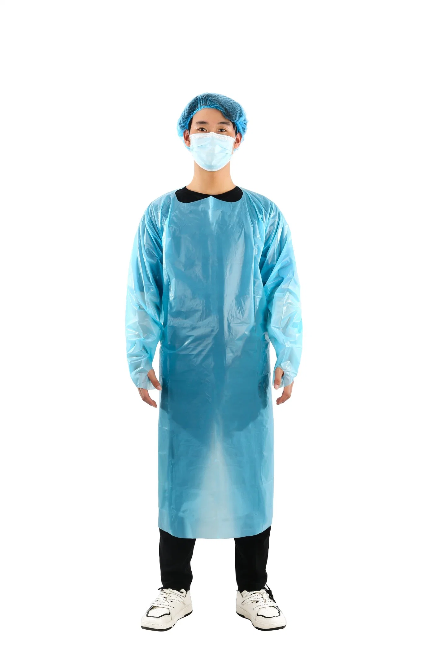 Disposable Medical Use CPE Protection Gown with Thumb Loops