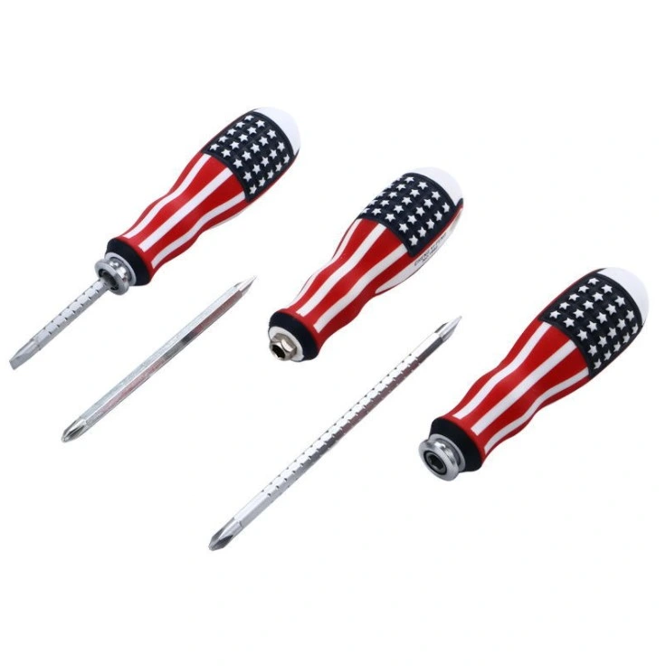 Screwdriver Hand Tools Multi-Tool for Home Repair Household Slotted Phillips Bit American Flag Screwdriver Handle Insulation