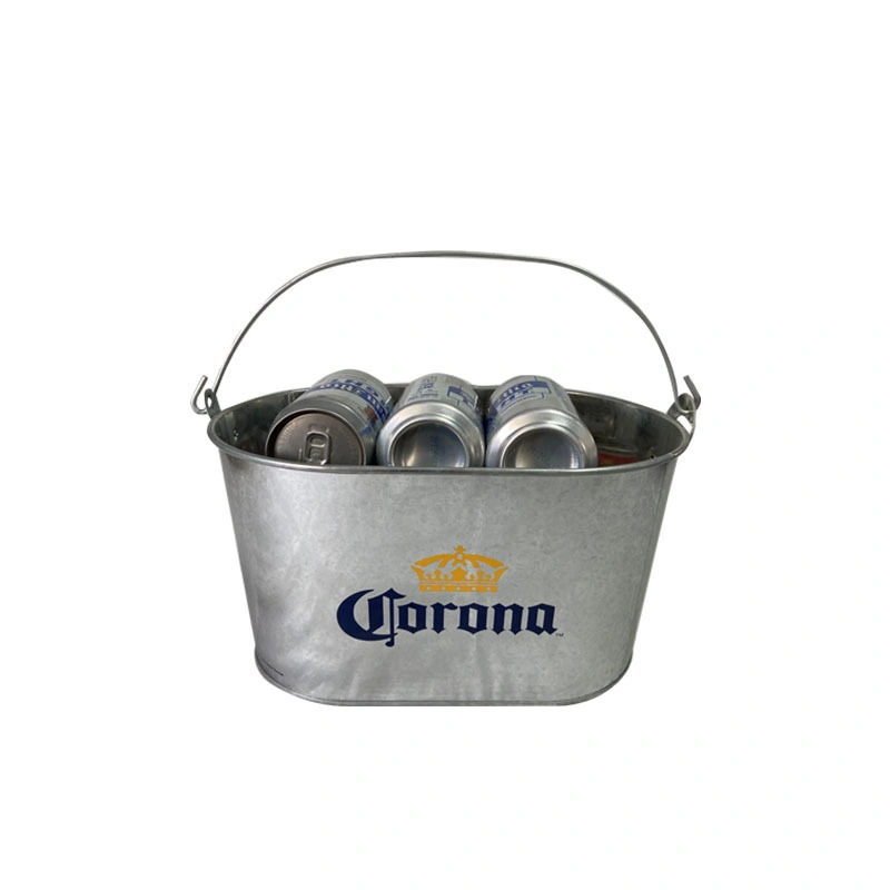 Customized Metal Galvanized Bucket Champagne Beer Round Metal Bar Ice Bucket