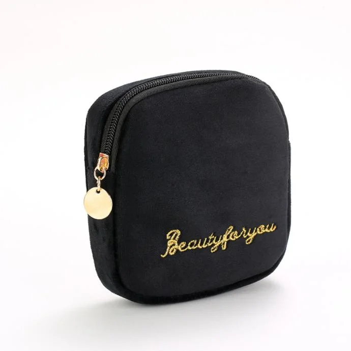 en stock Voyage Portable Velours Sac Cosmétique avec Fermeture Éclair