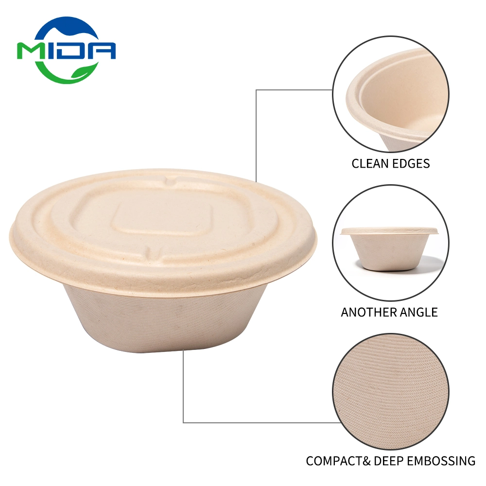 Biodegradable Disposable Bagasse Bow Bowll for Soup Packaging Noodle