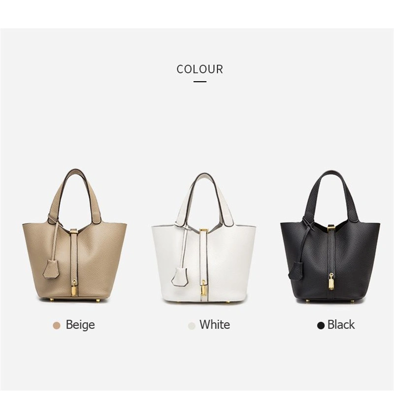 2021 New Fashion Female PU Lychee Pattern Bucket Bag