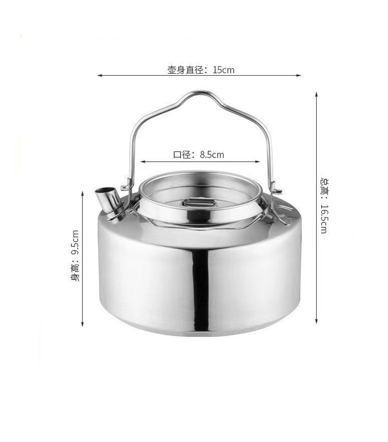 Zhongte Steel Kettle Stainless Steel Boiling Water Camping Teapot for Outdoor