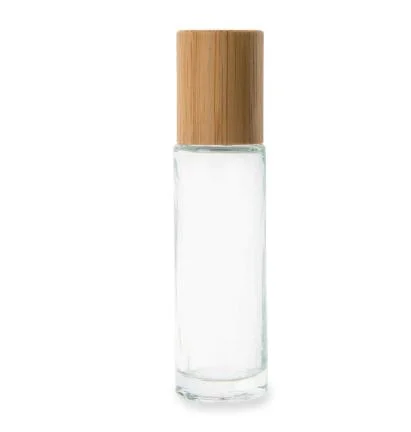 Perfume Essential Oil Clear Roller Bottle 10ml Glass Roll on Bottle with Bamboo Lid and Rollers