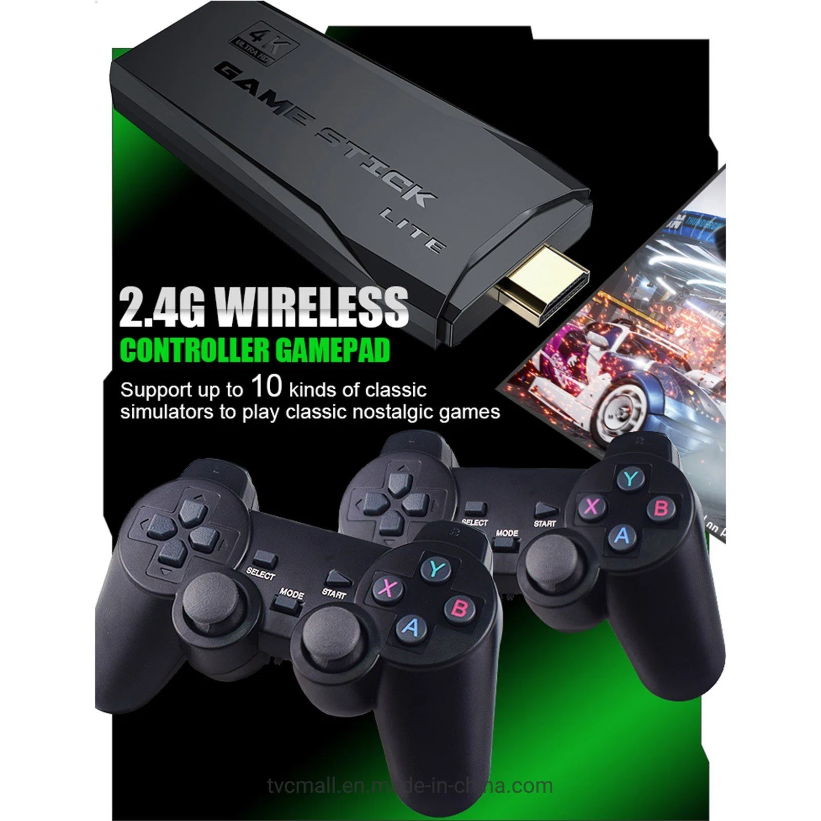 Y3 Lite console de jeu vidéo double contrôleurs sans fil 2.4G Connect TV Plug and play jeu vidéo Stick construit en 3000 jeux - 32g