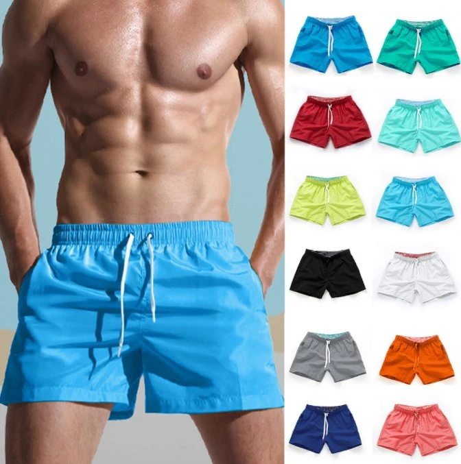 Custom Men's Solid Color Quick Drying Beach Pants Swimming Surf Board Shorts