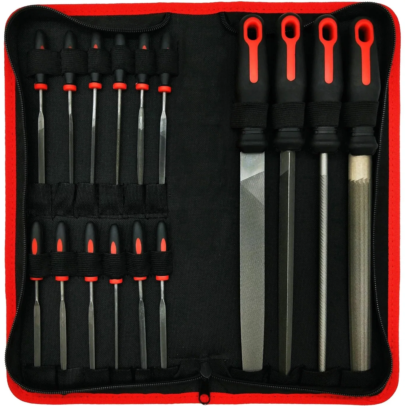 19PCS DIY Wooden Hand Tool Flat File Kit Steel File Set with Carrying Case
