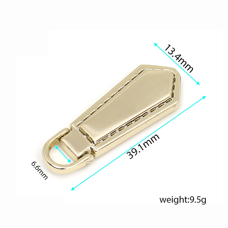 Custom Design High quality/High cost performance  Light Gold Zinc Alloy Zipper Head Handbag Zipper Puller Women Purse Zipper Slider