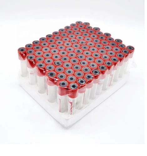 Disposable Medical Pet Plain Red Cap Vacuum Blood Collection Tube